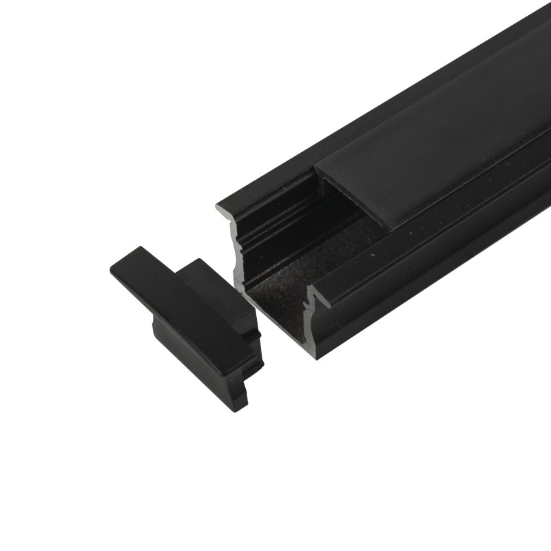 Profile Pro 17 Profilo nero alluminio per strisce LED di larghezza 12 mm 2 m