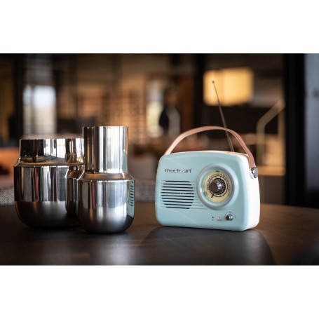 RADIO PORTATILE STILE VINTAGE CON BLUETOOTH & FM 30W MADISON AZZURRA  RICARICABILE